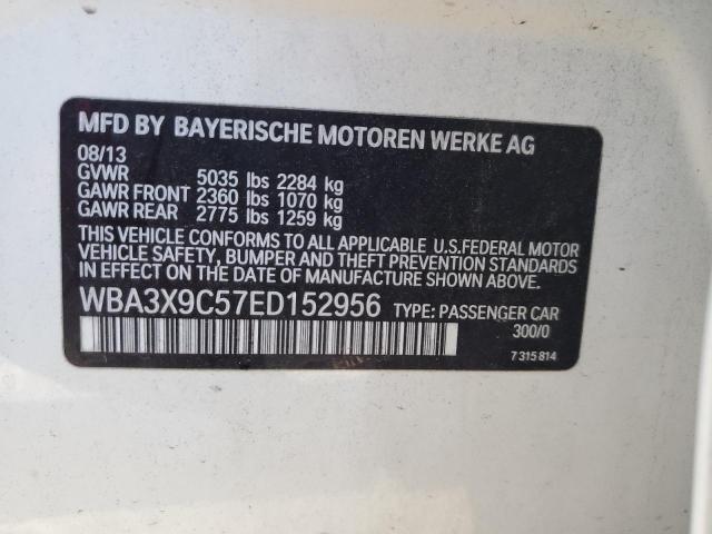 WBA3X9C57ED152956 - 2014 BMW 335 XIGT WHITE photo 13