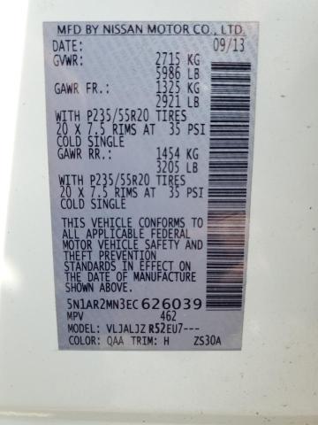 5N1AR2MN3EC626039 - 2014 NISSAN PATHFINDER S WHITE photo 13