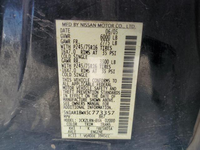 5N1AR18WX5C773357 - 2005 NISSAN PATHFINDER LE 黑色 照片 14