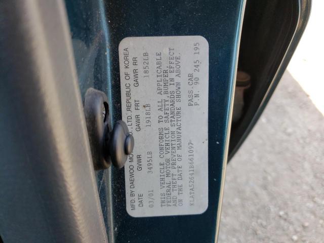 KLATA52641B661097 - 2001 DAEWOO LANOS S Yaşıl foto 12