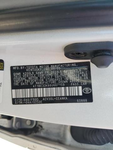 4T1BE32K66U667159 - 2006 TOYOTA CAMRY LE WHITE photo 12