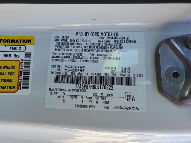 1FA6P8TH8L5170822 - 2020 FORD MUSTANG WHITE photo 12