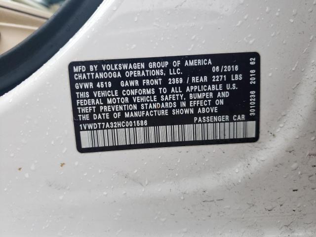 1VWDT7A32HC001586 - 2017 VOLKSWAGEN PASSAT R-LINE Weiß Foto 13