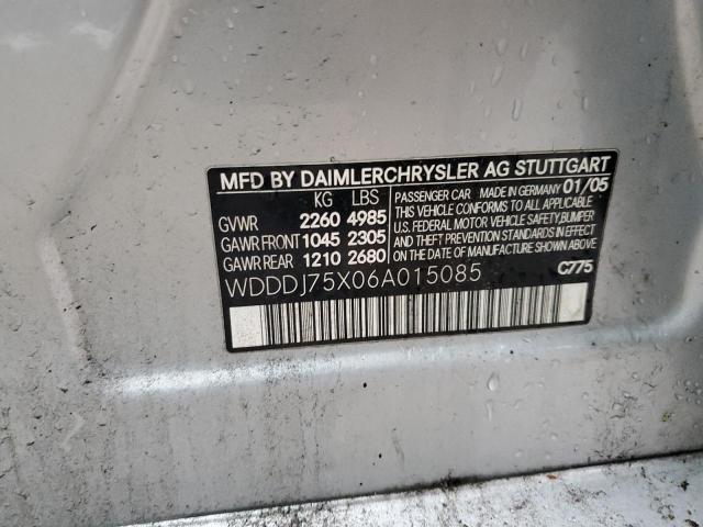 WDDDJ75X06A015085 - 2006 MERCEDES-BENZ CLS 500C SILVER photo 12