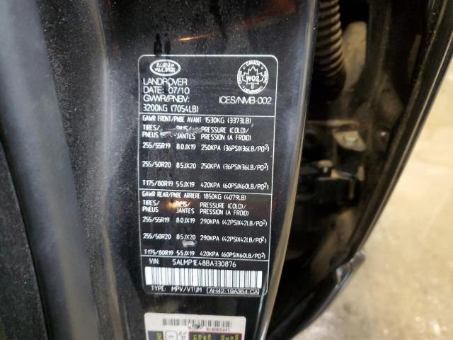 SALMP1E48BA330876 - 2011 LAND ROVER RANGE ROVE AUTOBIOGRAPHY BLACK photo 13