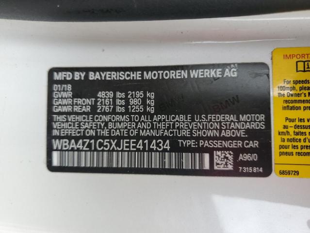 WBA4Z1C5XJEE41434 - 2018 BMW 430I WHITE photo 13