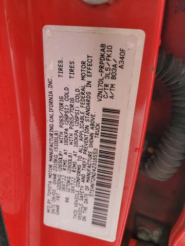 5TEHN72N24Z318553 - 2004 TOYOTA TACOMA DOUBLE CAB RED photo 12