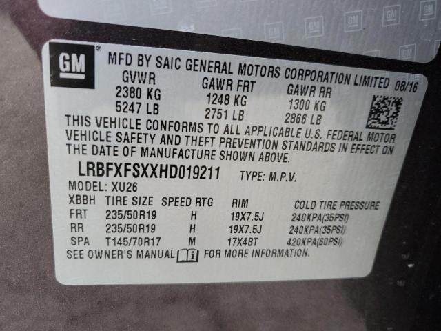 LRBFXFSXXHD019211 - 2017 BUICK ENVISION PREMIUM II Grafit foto 12