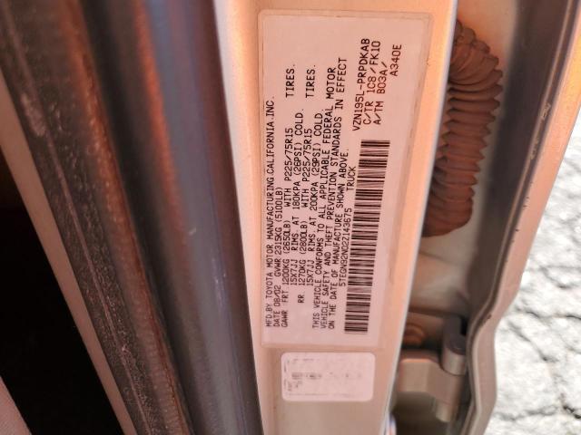 5TEGN92N02Z143675 - 2002 TOYOTA TACOMA DOUBLE CAB PRERUNNER SILVER photo 12