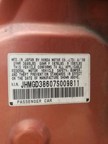 JHMGD38607S009811 - 2007 HONDA FIT S ნარინჯისფერი ფოტო 12