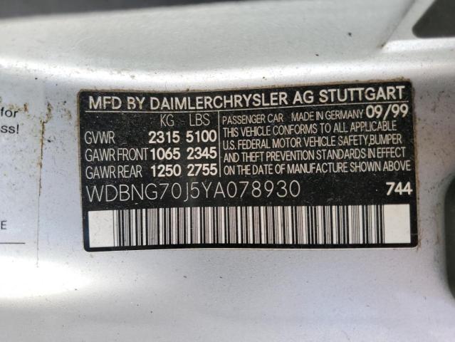 WDBNG70J5YA078930 - 2000 MERCEDES-BENZ S 430 SILVER photo 12