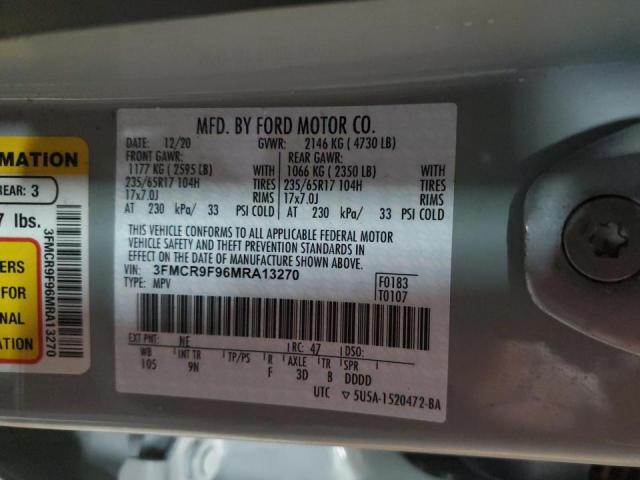 3FMCR9F96MRA13270 - 2021 FORD BRONCO SPO FIRST EDITION GRAY photo 13