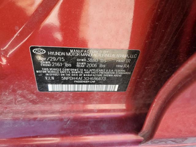 5NPDH4AE3GH686673 - 2016 HYUNDAI ELANTRA SE RED photo 13