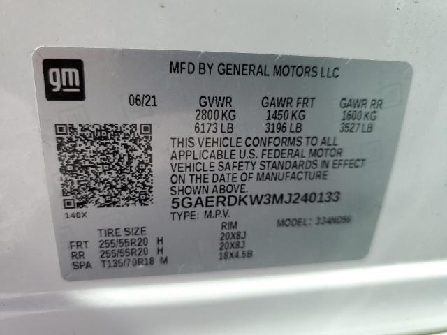 5GAERDKW3MJ240133 - 2021 BUICK ENCLAVE AVENIR WHITE photo 13