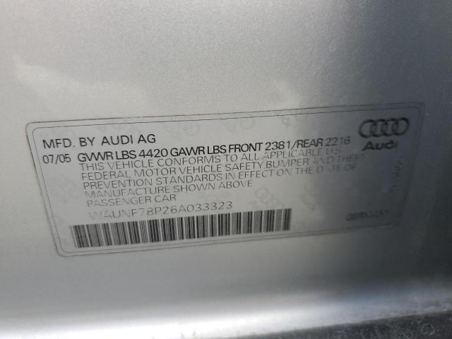 WAUNF78P26A033323 - 2006 AUDI A3 2.0 PREMIUM SILVER photo 12