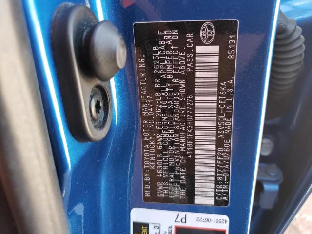 4T1BF1FK3HU777276 - 2017 TOYOTA CAMRY LE BLUE photo 12