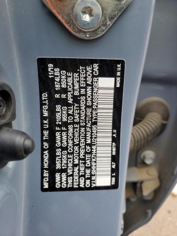 SHHFK7H44LU210495 - 2020 HONDA CIVIC SPORT 灰色 照片 12