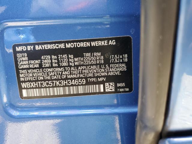 WBXHT3C57K3H34659 - 2019 BMW X1 XDRIVE28I BLUE photo 13