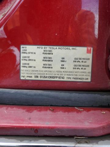 5YJSA1CN9DFP19743 - 2013 TESLA MODEL S RED photo 12