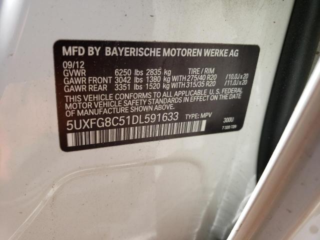 5UXFG8C51DL591633 - 2013 BMW X6 XDRIVE50I WHITE photo 13
