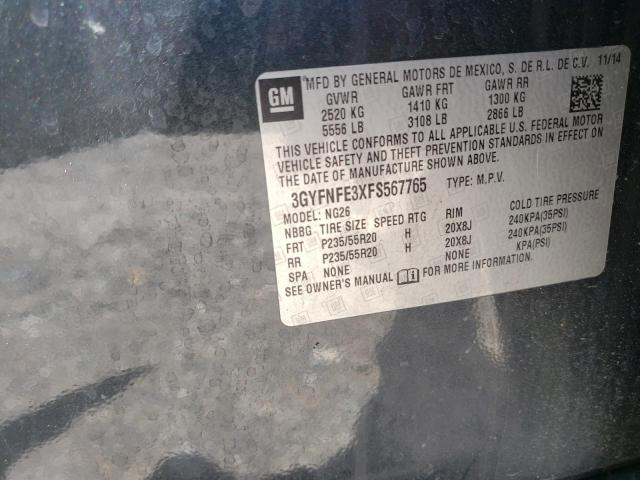 3GYFNFE3XFS567765 - 2015 CADILLAC SRX PERFORMANCE COLLECTION Сұр фото 14