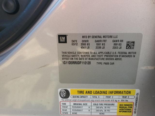 1G11D5RR0DF110128 - 2013 CHEVROLET MALIBU 1LT 银色 照片 13