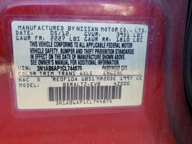 3N1AB6AP1CL744875 - 2012 NISSAN SENTRA 2.0 RED photo 12