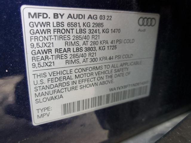 WA1VXBF71ND014341 - 2022 AUDI Q7 PRESTIGE 蓝色 照片 13