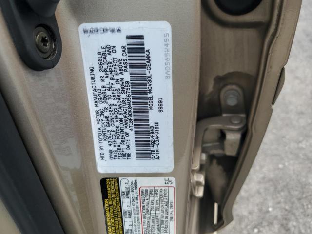 4T1BF30K84U567559 - 2004 TOYOTA CAMRY LE GOLD photo 12