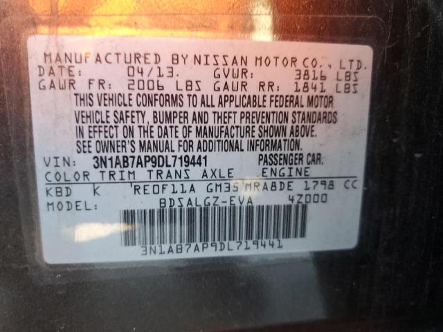 3N1AB7AP9DL719441 - 2013 NISSAN SENTRA S GRAY photo 13