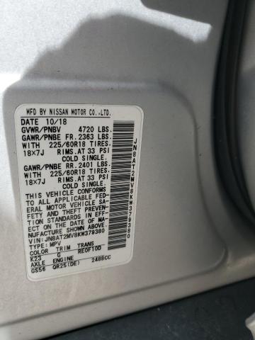 JN8AT2MV8KW379380 - 2019 NISSAN ROGUE S SILVER photo 14