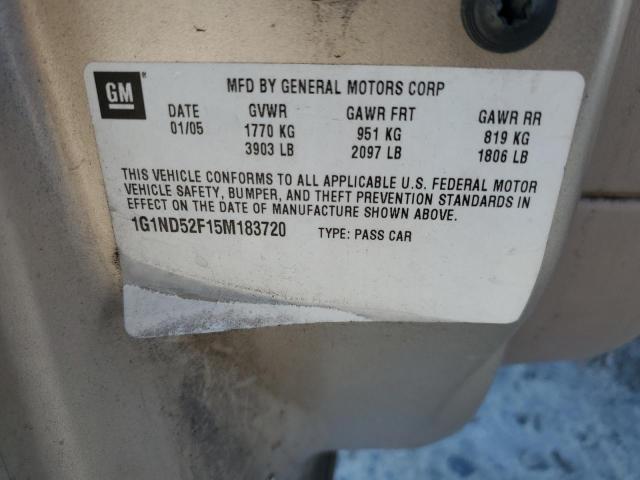 1G1ND52F15M183720 - 2005 CHEVROLET CLASSIC GOLD photo 13