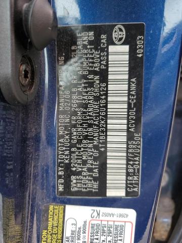 4T1BE32K76U164126 - 2006 TOYOTA CAMRY LE BLUE photo 12