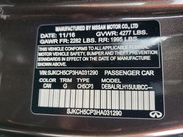 SJKCH5CP3HA031290 - 2017 INFINITI QX30 BASE BROWN photo 13