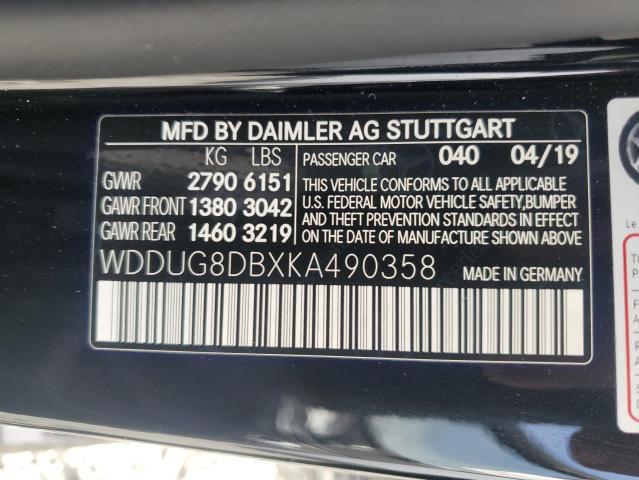 WDDUG8DBXKA490358 - 2019 MERCEDES-BENZ S 560 BLACK photo 12