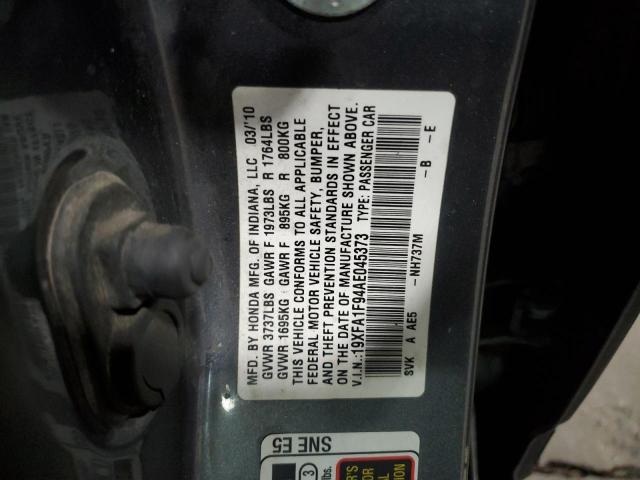 19XFA1F94AE045373 - 2010 HONDA CIVIC EXL GRAY photo 13