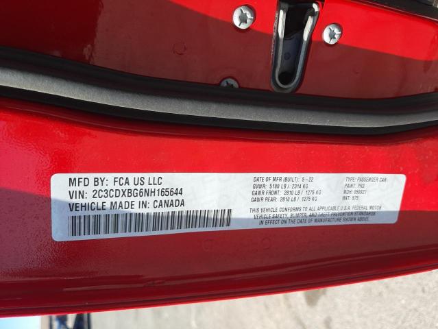 2C3CDXBG6NH165644 - 2022 DODGE CHARGER SXT RED photo 12