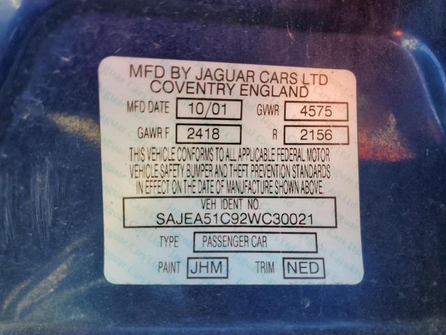 SAJEA51C92WC30021 - 2002 JAGUAR X-TYPE 3.0 BLUE photo 12