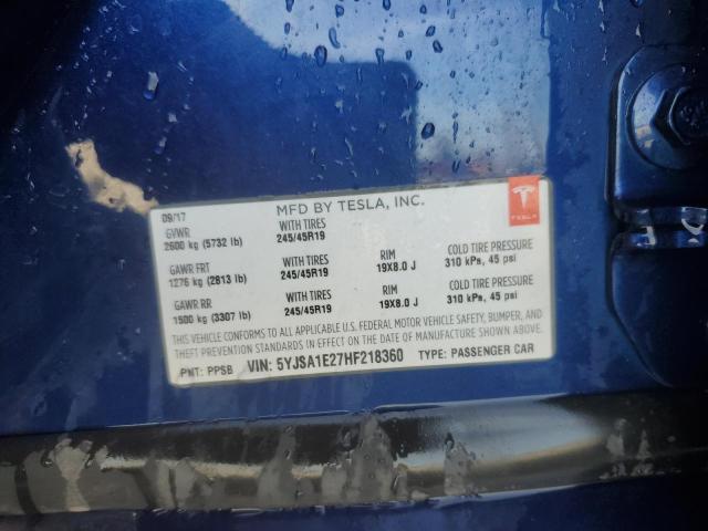 5YJSA1E27HF218360 - 2017 TESLA MODEL S Mavi foto 13