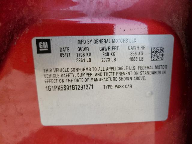 1G1PK5S91B7291371 - 2011 CHEVROLET CRUZE ECO RED photo 12