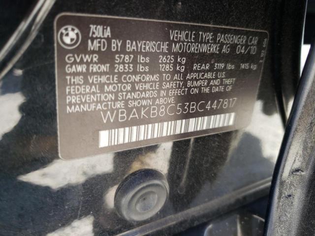WBAKB8C53BC447817 - 2011 BMW 750 LI BLACK photo 12