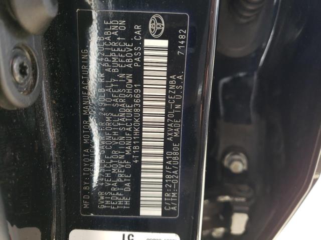 4T1B11HK0KU836691 - 2019 TOYOTA CAMRY L BLACK photo 13