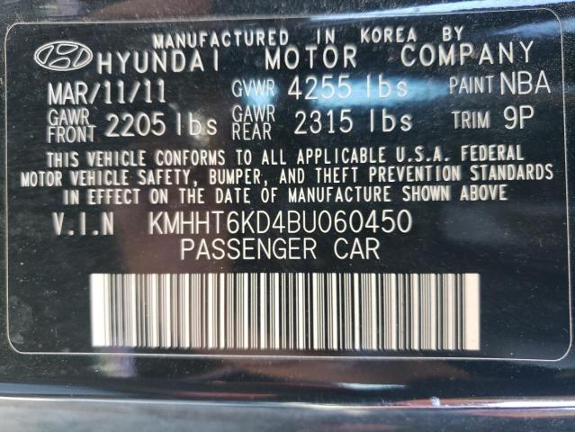 KMHHT6KD4BU060450 - 2011 HYUNDAI GENESIS CO 2.0T BLACK photo 12