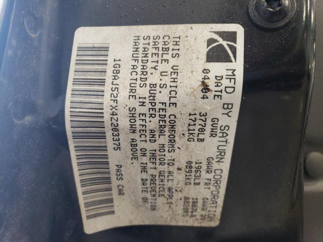1G8AJ52FX4Z203375 - 2004 SATURN ION LEVEL 2 银色 照片 12