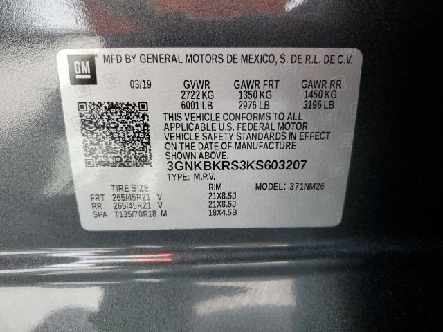 3GNKBKRS3KS603207 - 2019 CHEVROLET BLAZER PREMIER CHARCOAL photo 13