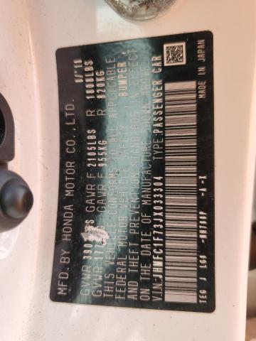 JHMFC1F73JX033304 - 2018 HONDA CIVIC EXL Ağ foto 12