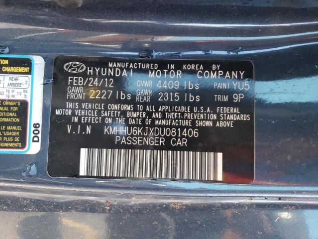 KMHHU6KJXDU081406 - 2013 HYUNDAI GENESIS CO 3.8L BLUE photo 12