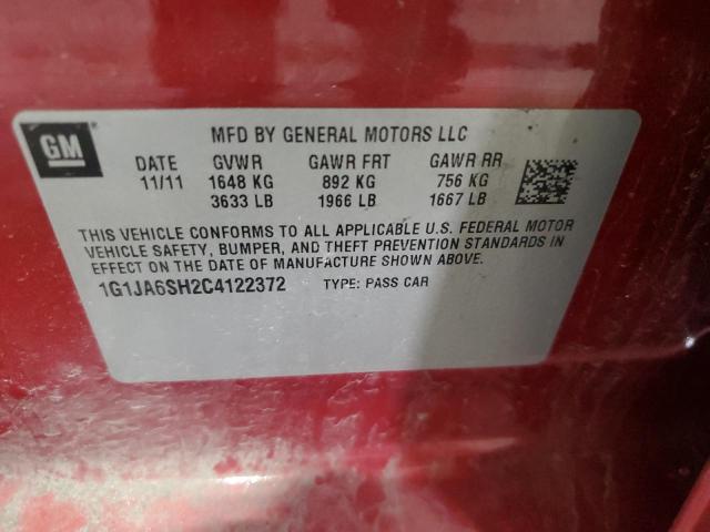 1G1JA6SH2C4122372 - 2012 CHEVROLET SONIC LS RED photo 14