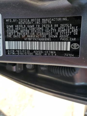 4T1BF1FK7HU669985 - 2017 TOYOTA CAMRY LE GRAY photo 12