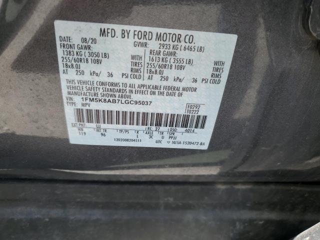 1FM5K8AB7LGC95037 - 2020 FORD EXPLORER POLICE INTERCEPTOR GRAY photo 13